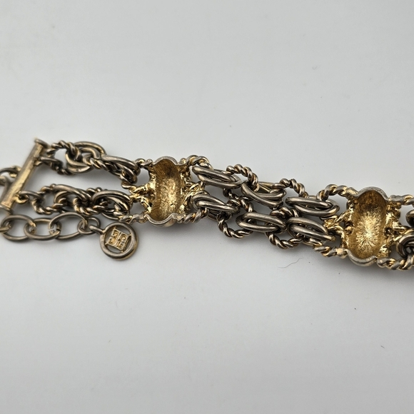 Givenchy Gold Tone Multi-Strand Chain Bracelet 10" Designer Logo Jewelry - Picture 7 of 12